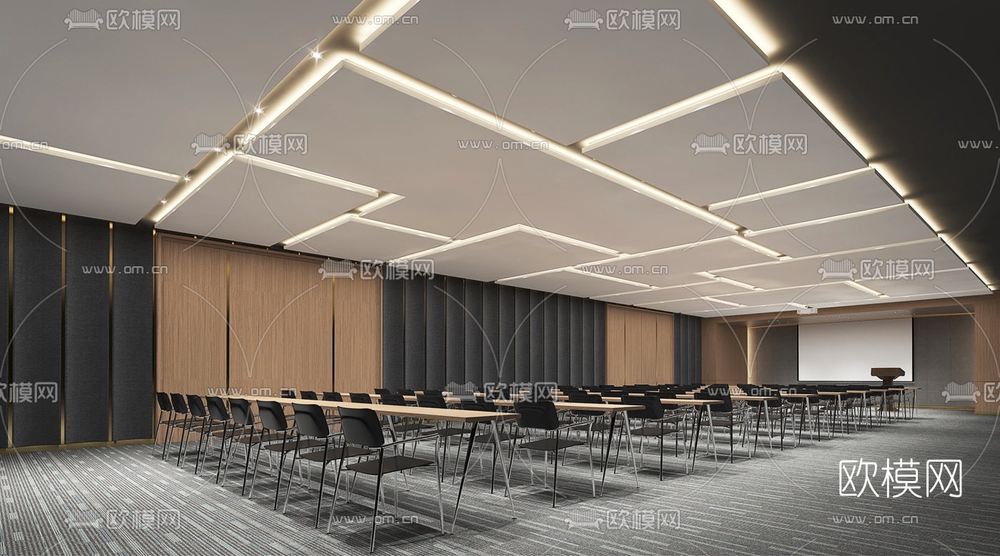现代多功能会议室3D模型下载_ID10529003_3dmax免费模型-欧模网