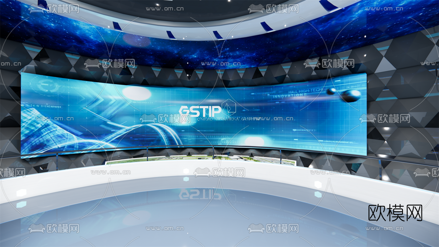 现代科技展厅su模型下载（渲染图3）