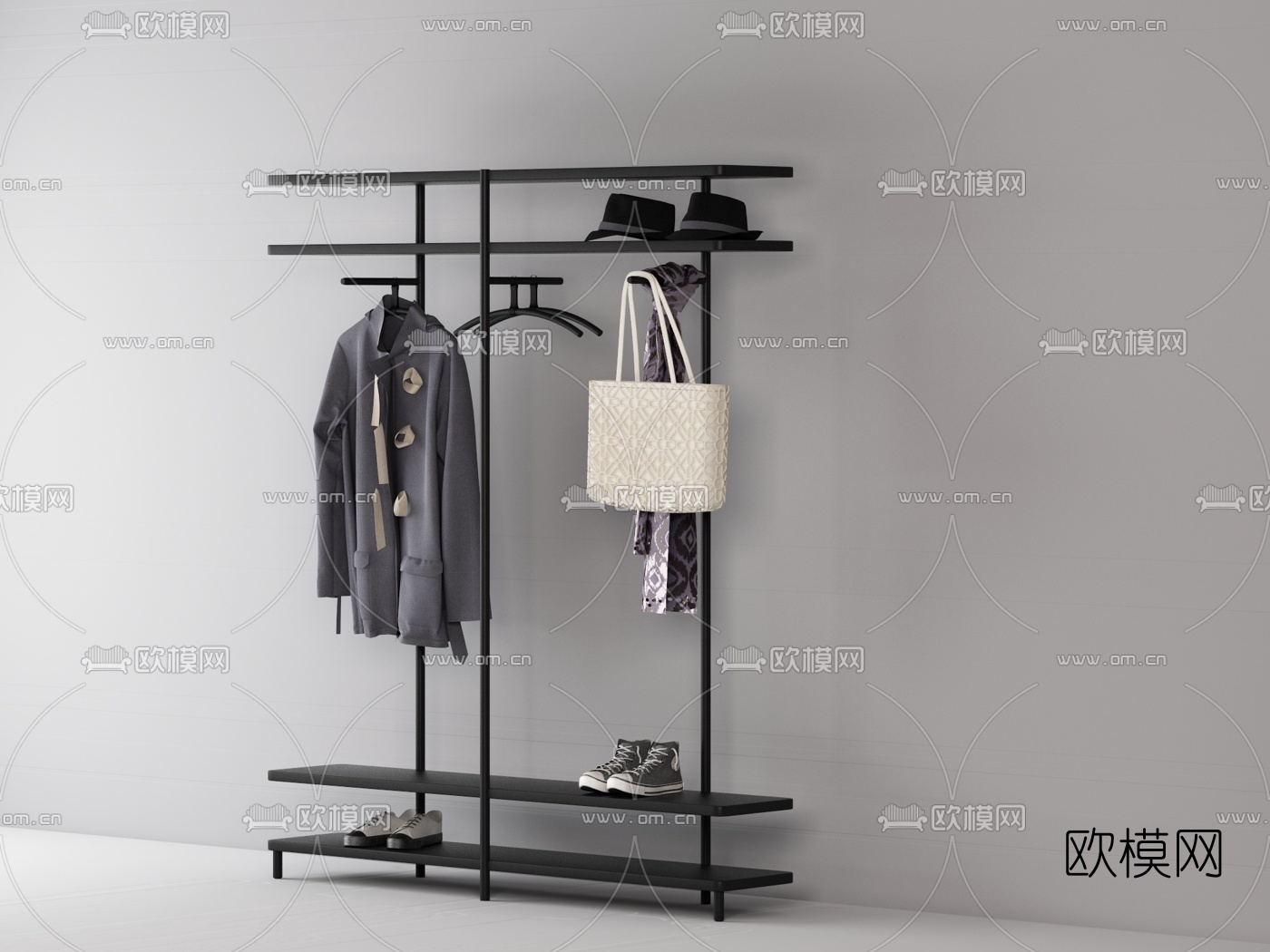 意大利Living Divani品牌 现代铁艺挂衣架3d模型下载（渲染图2）