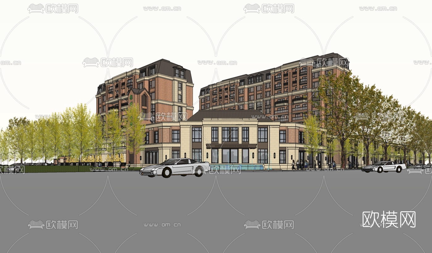 欧式商住综合楼su模型
