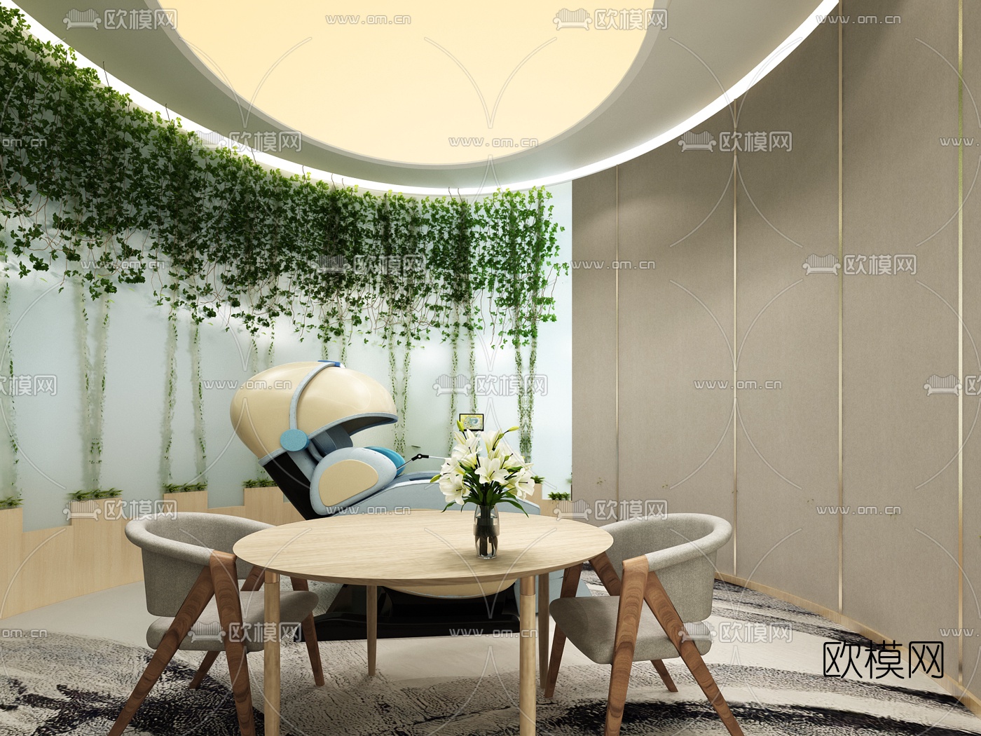 现代办公室休息区3d模型下载