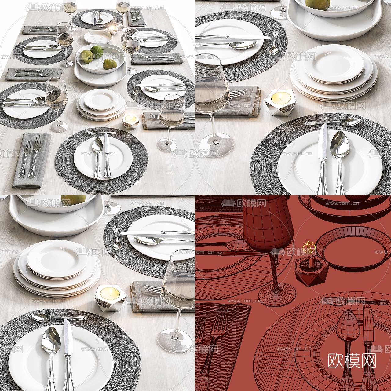 现代餐具3d模型下载