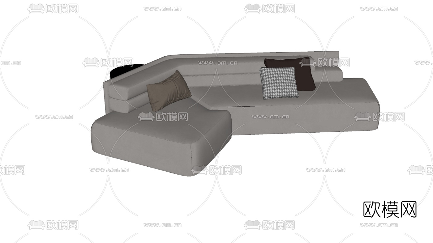 现代布艺异形沙发su模型下载