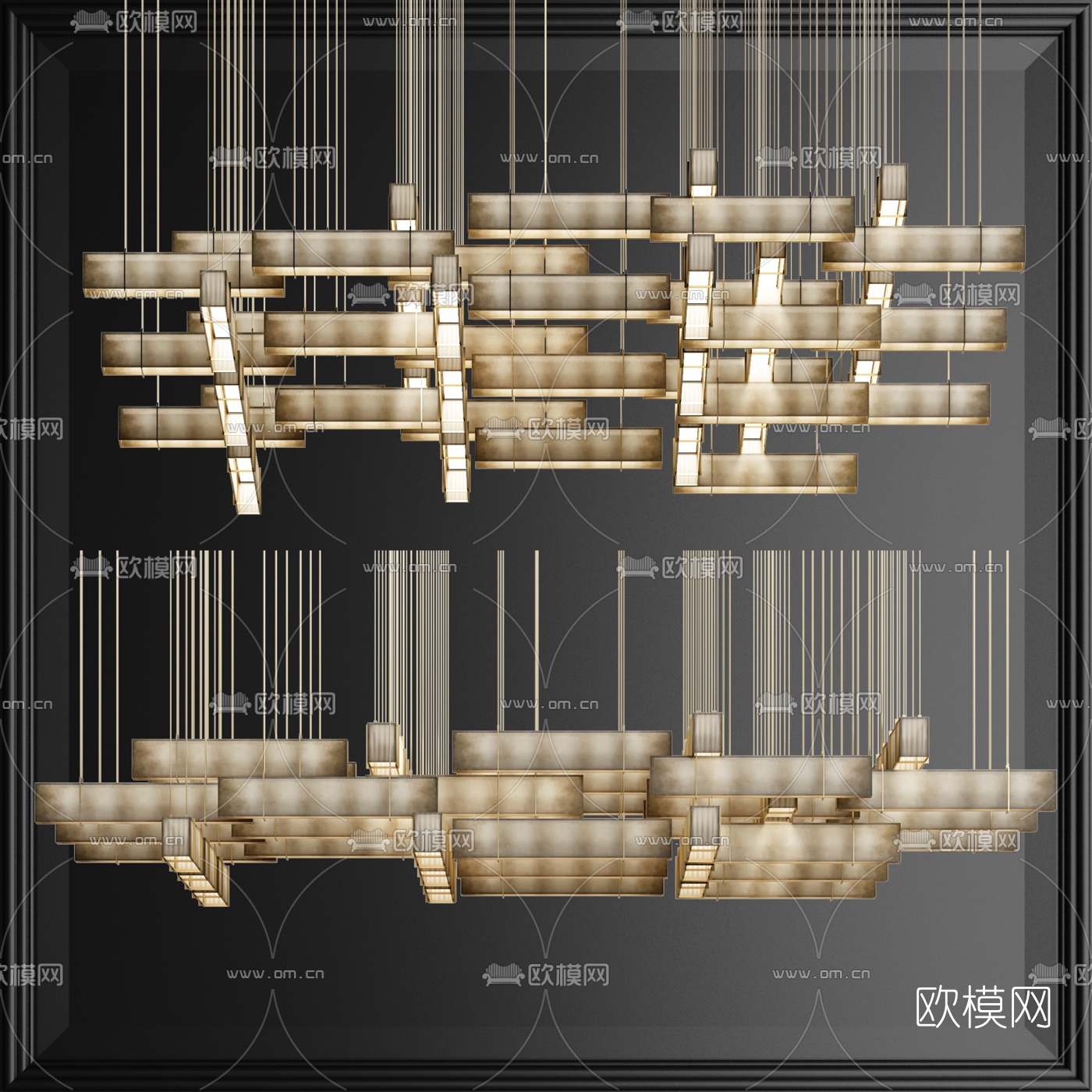 新中式艺术装饰吊灯3d模型下载
