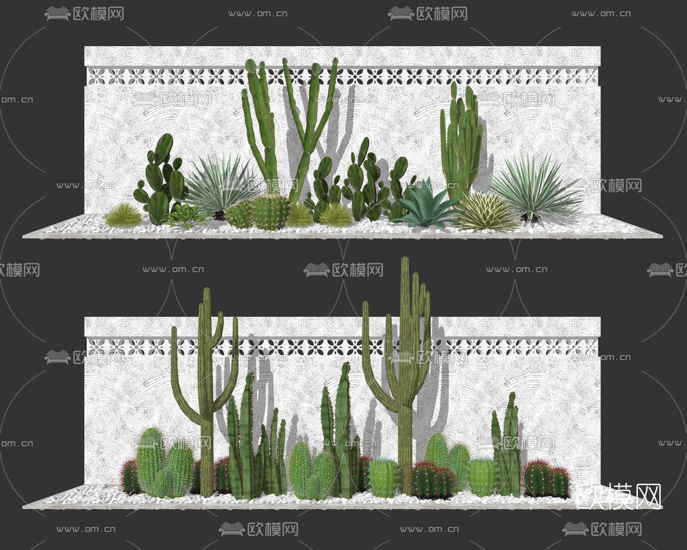 北欧仙人掌盆栽su模型下载