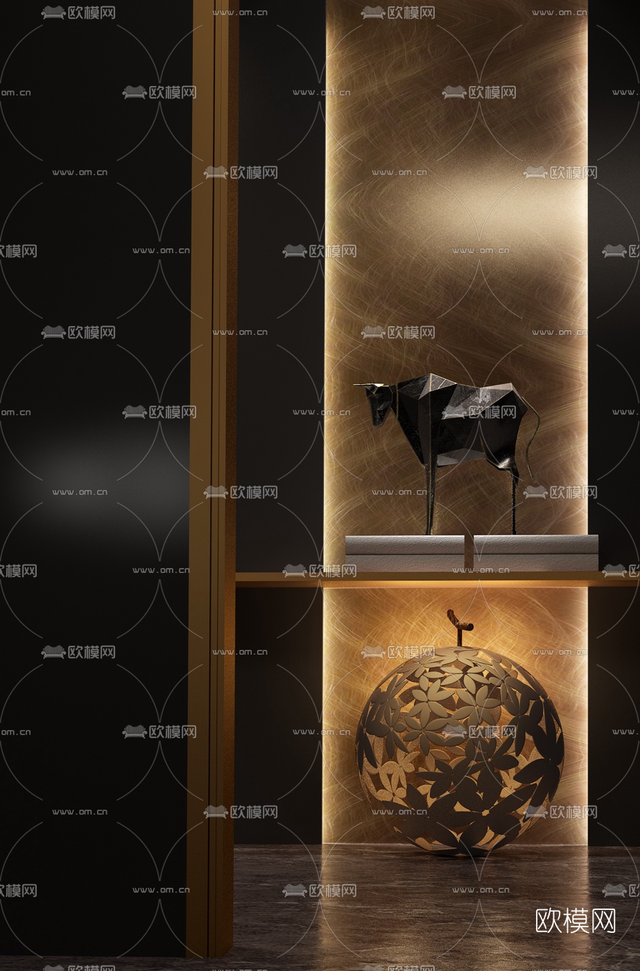 AOD艾地设计 新中式铁牛摆件3d模型下载