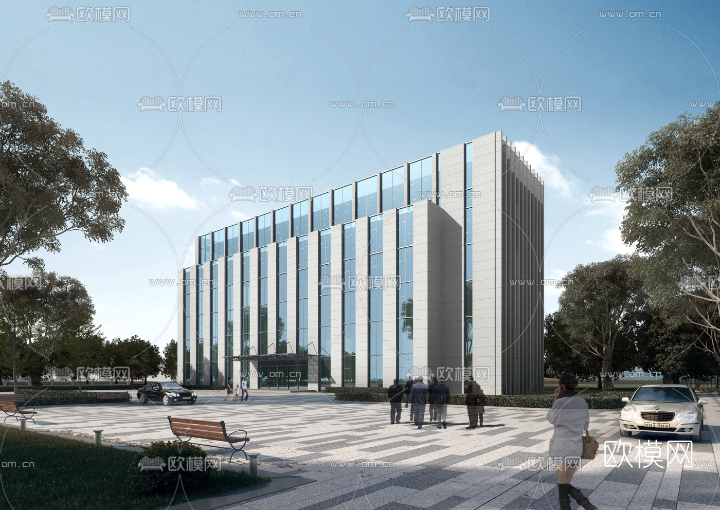 现代办公楼建筑外观3d模型