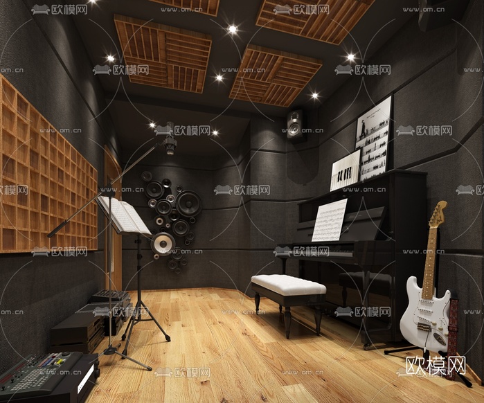 现代音乐室录音室3d模型下载