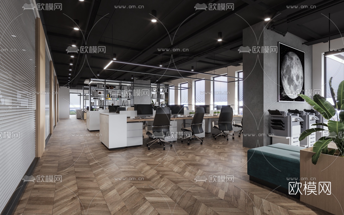 工业风办公室3d模型