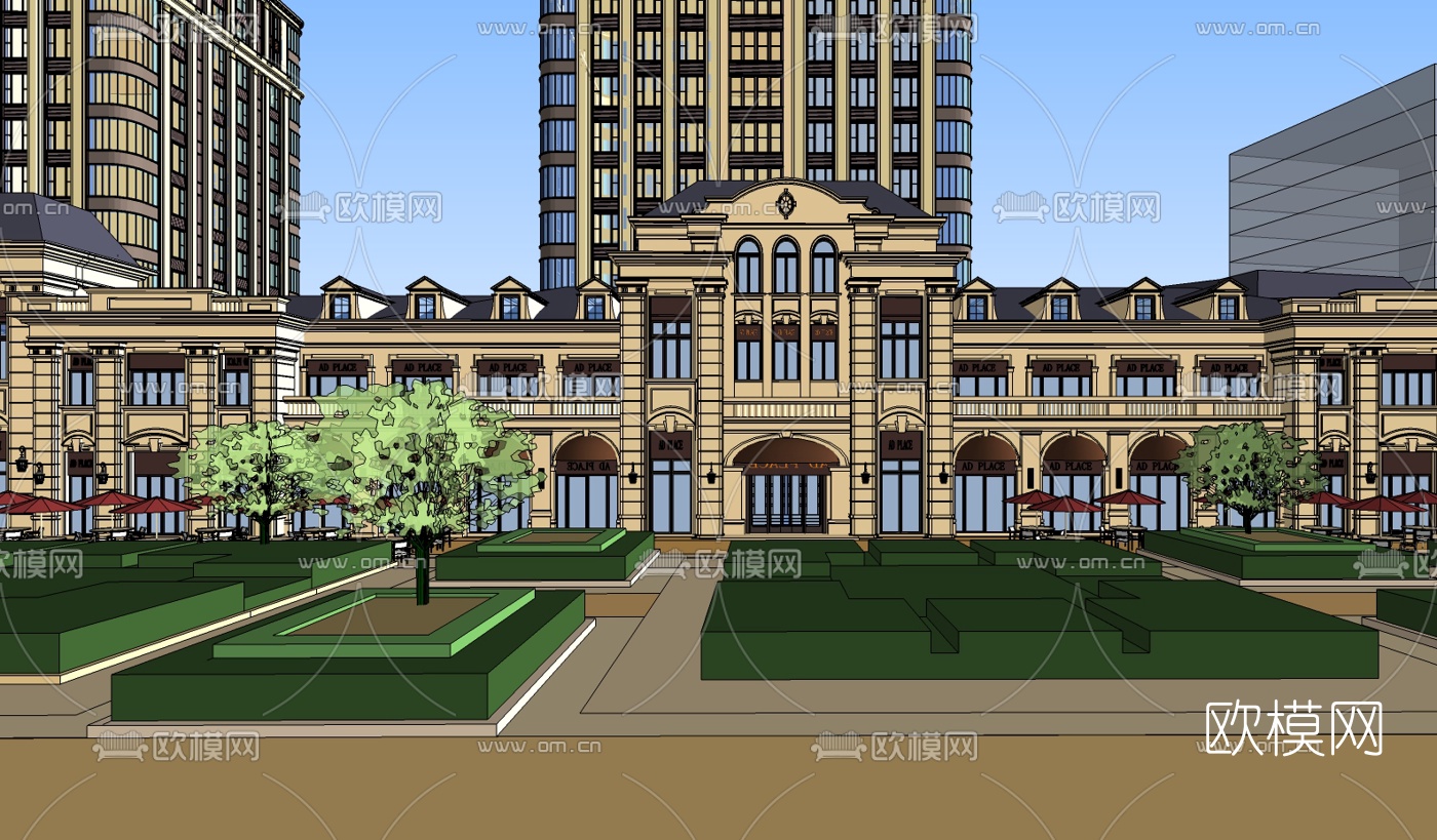 法式商业街su模型下载（渲染图3）