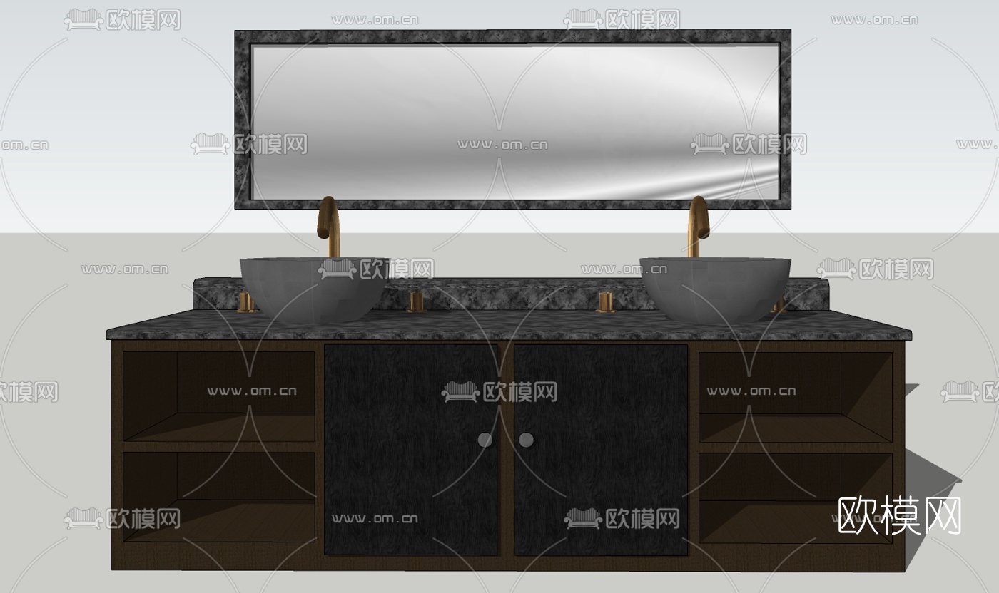现代洗手台盆免费su模型下载（渲染图1）