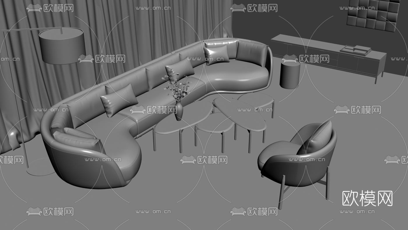 现代沙发组合3d模型下载（渲染图2）