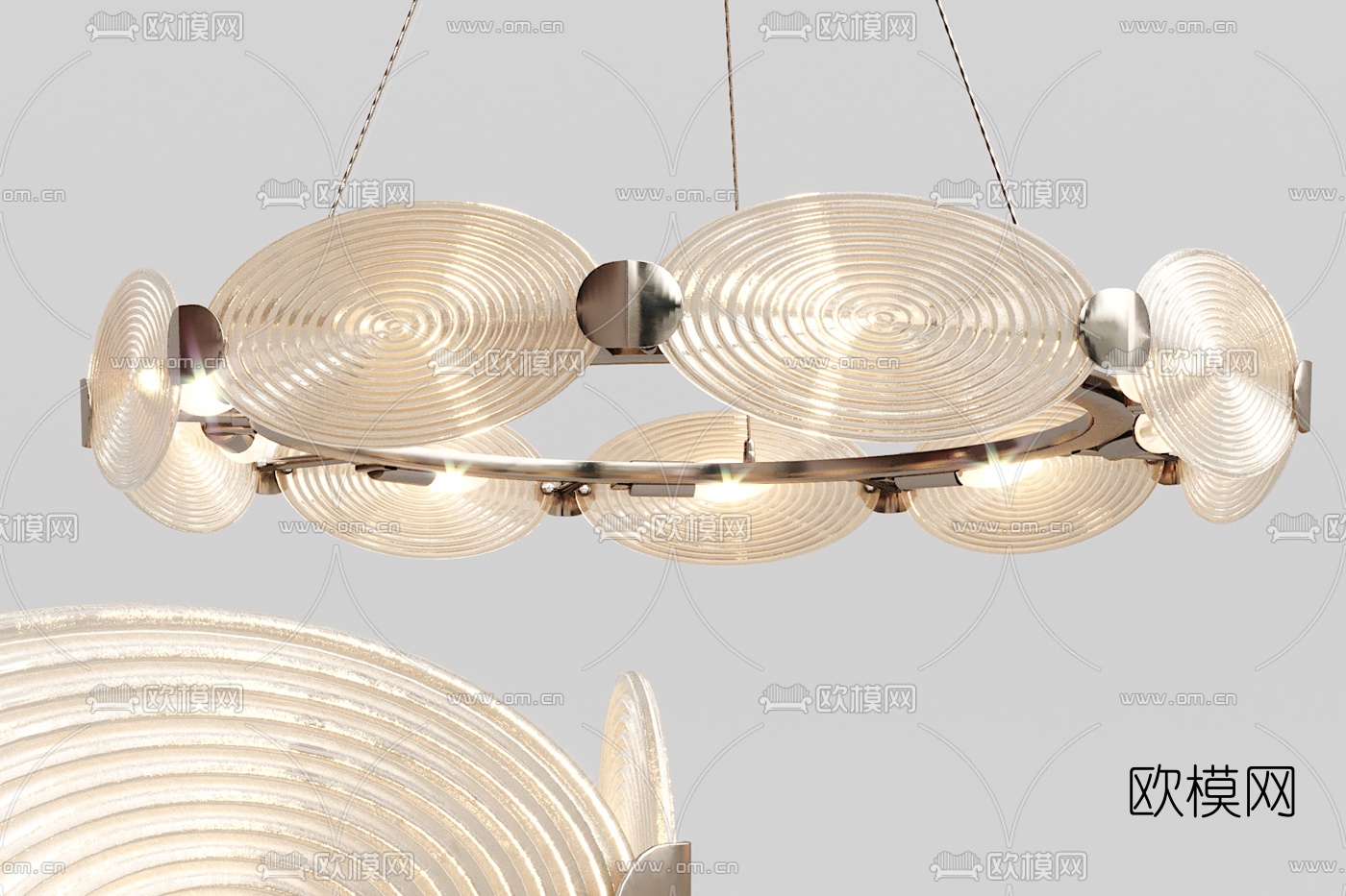 现代金属多头吊灯3d模型下载