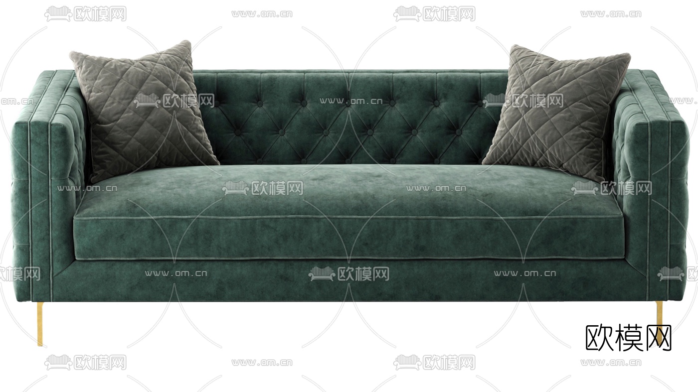 简欧布艺多人沙发3d模型下载（渲染图2）