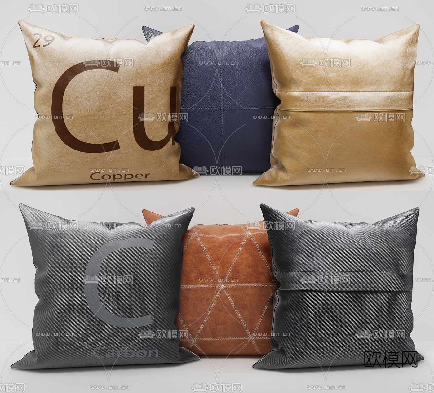 现代皮革抱枕3d模型下载