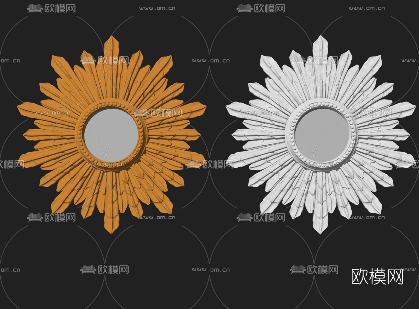 现代金属装饰镜子su模型下载