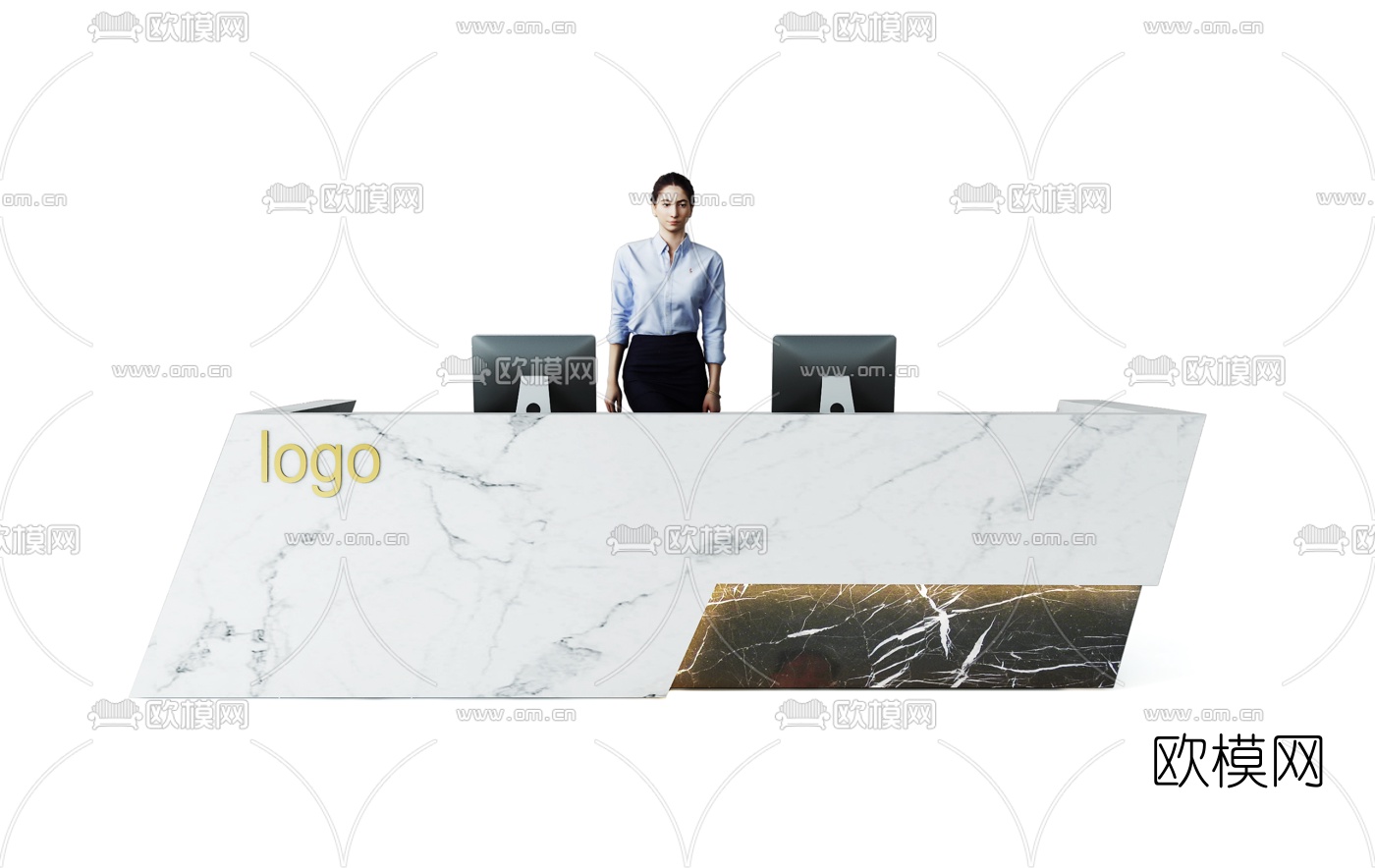 现代接待台前台3d模型