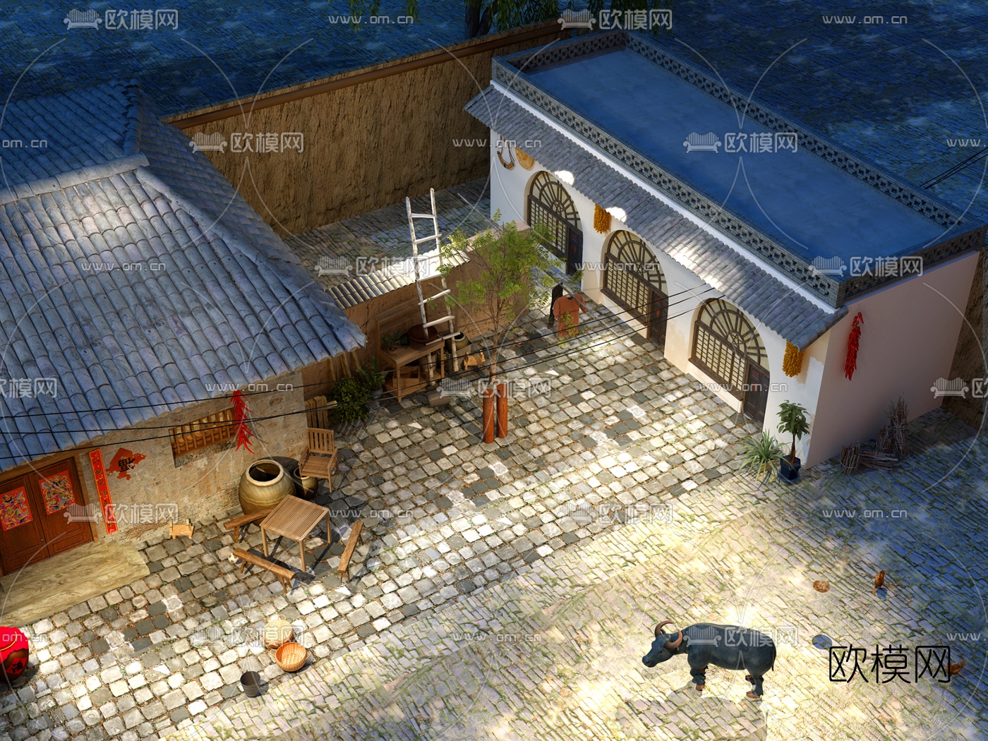 中式农家小院景观3d模型