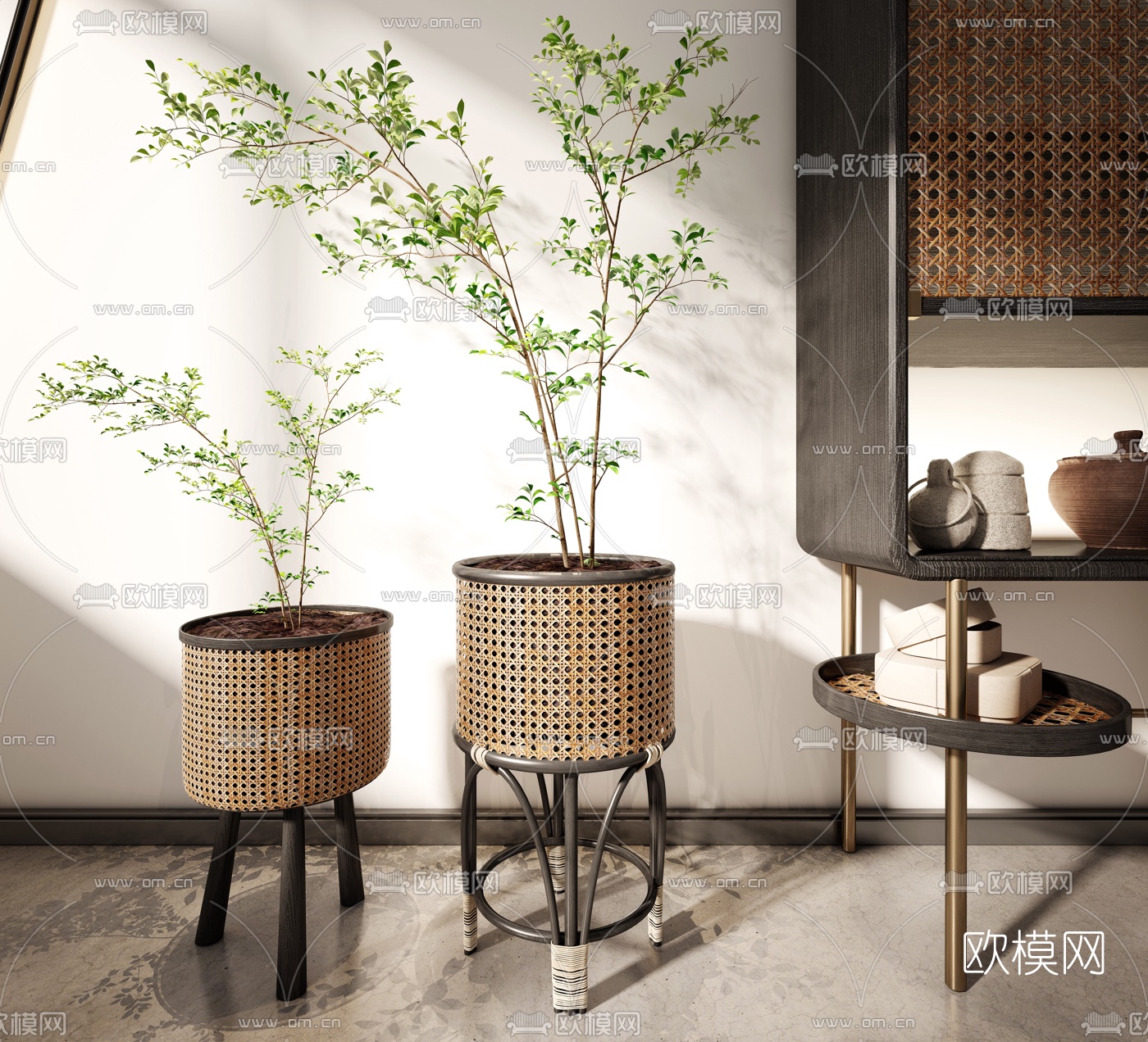 北欧编织储物柜3d模型下载（渲染图3）