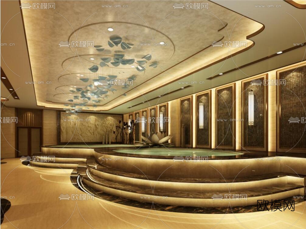 新中式奢华洗浴中心免费3d模型