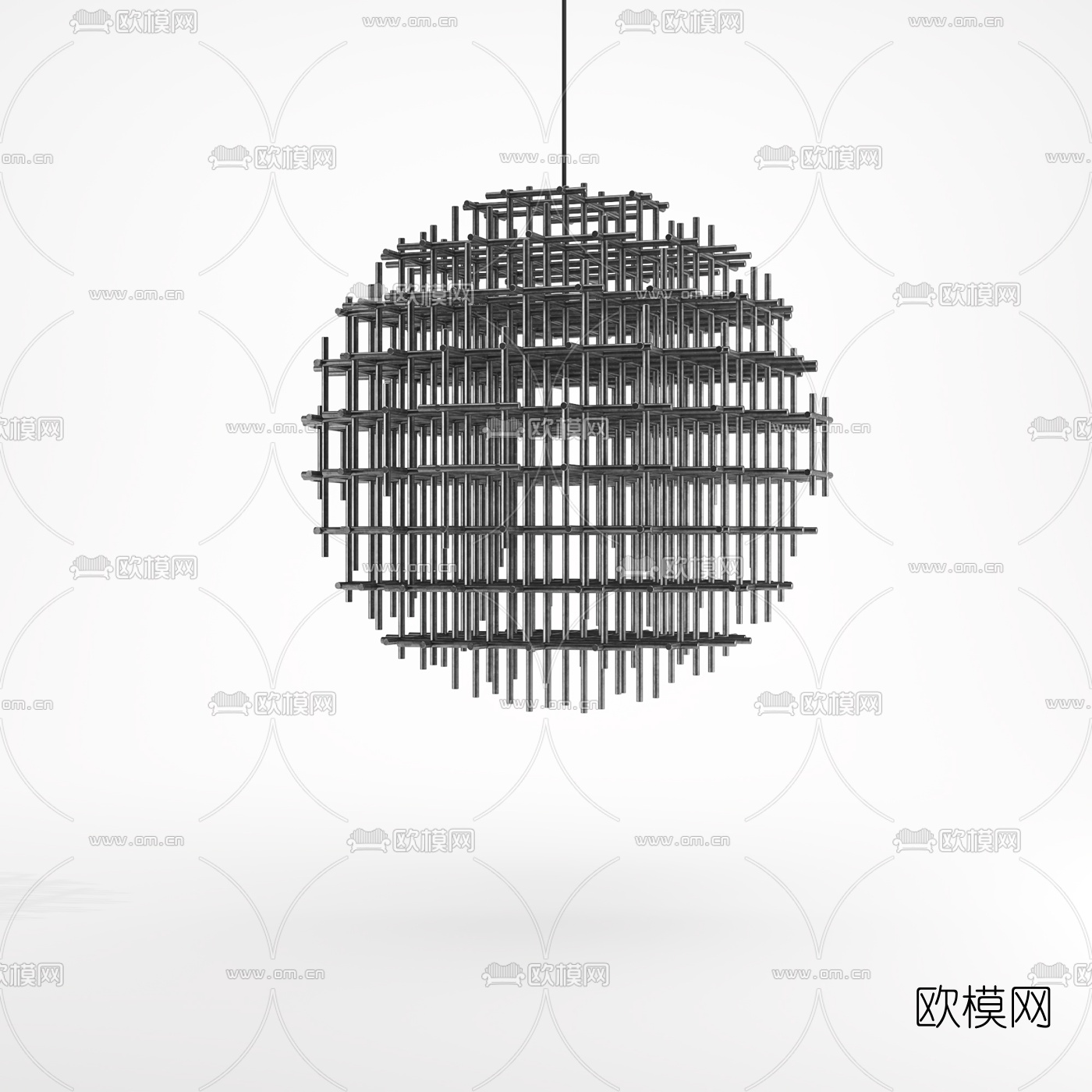 工业风球形创意艺术吊灯3d模型下载（渲染图2）