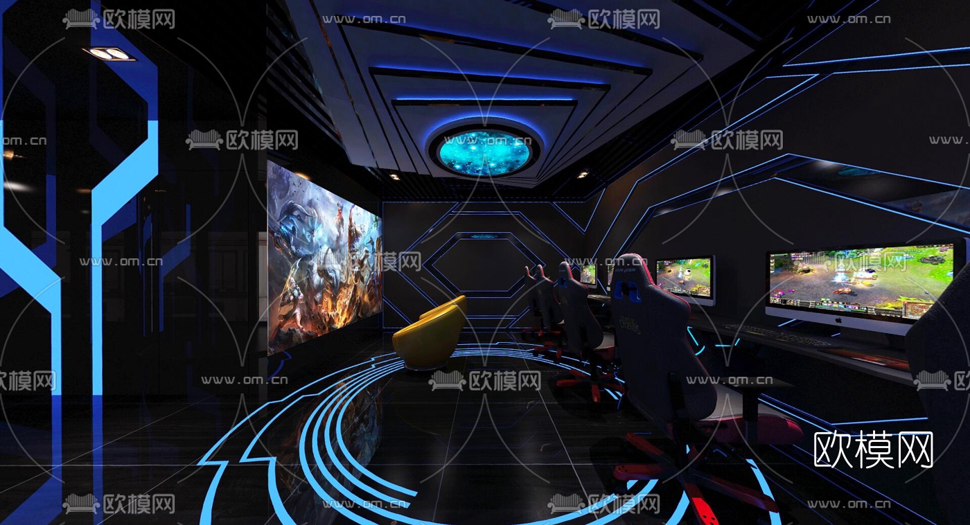 后现代电竞体感游戏区VR全景3d模型
