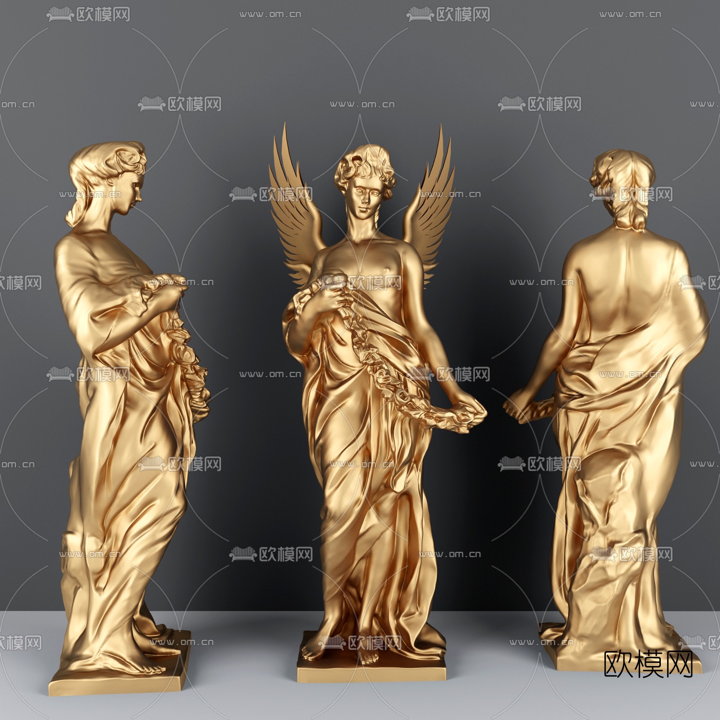 欧式人物雕塑摆件3d模型