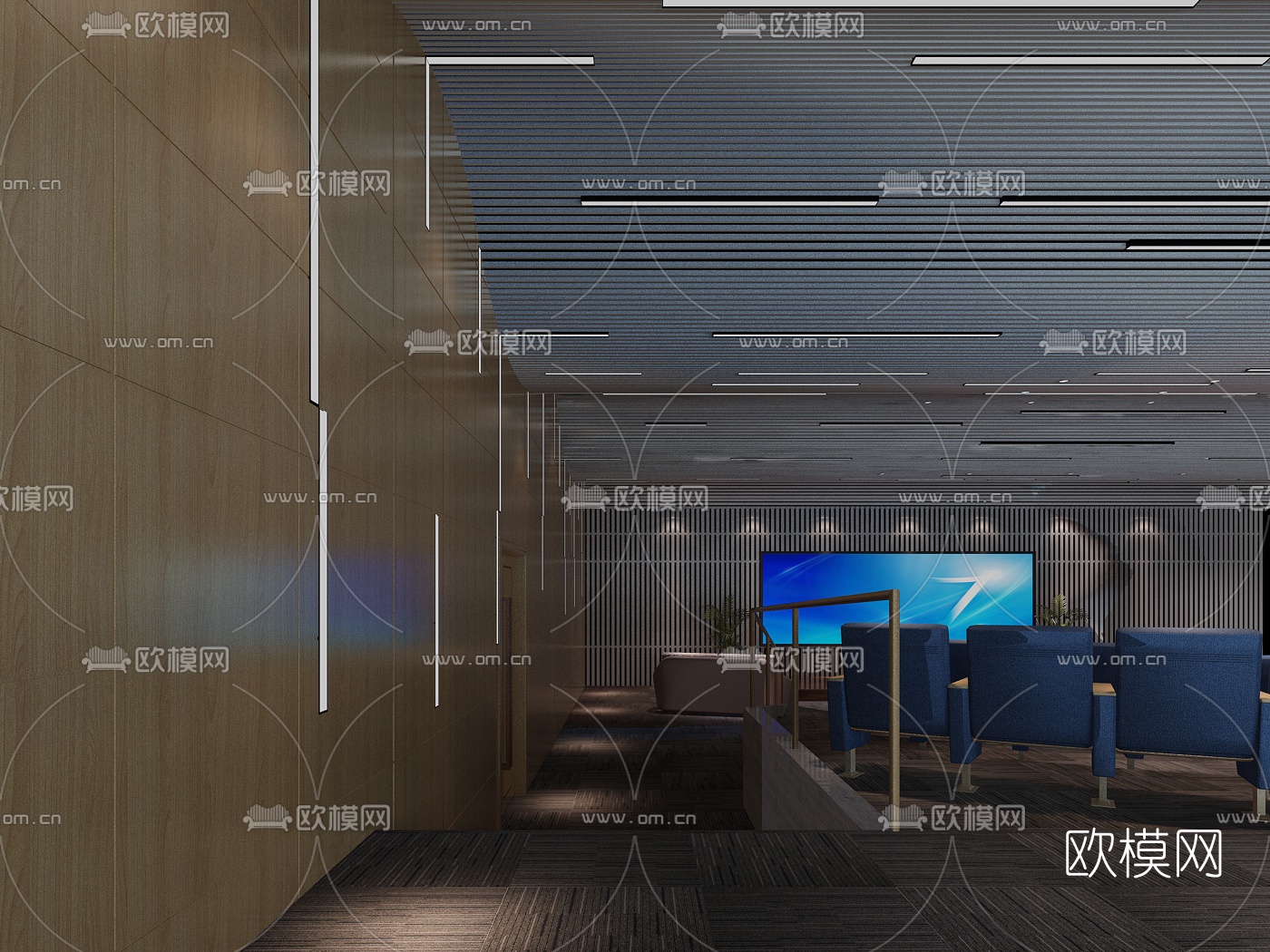 现代大型会议室报告厅3d模型