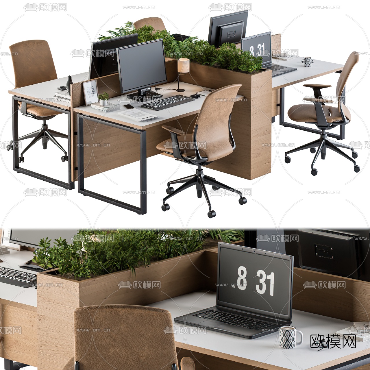 现代办公桌椅3d模型
