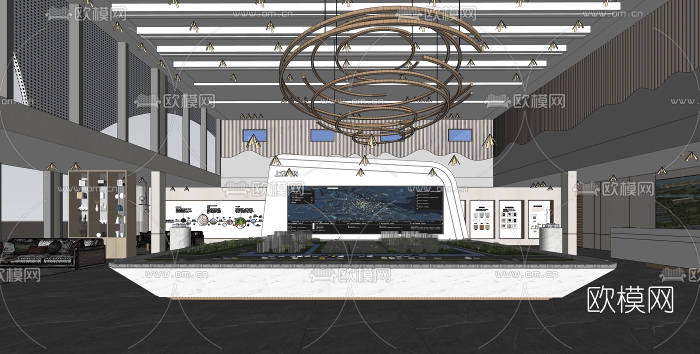 现代轻奢售楼处su模型下载（渲染图4）