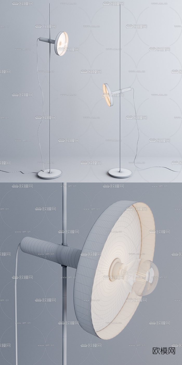 现代简约金属落地灯3d模型下载（渲染图2）