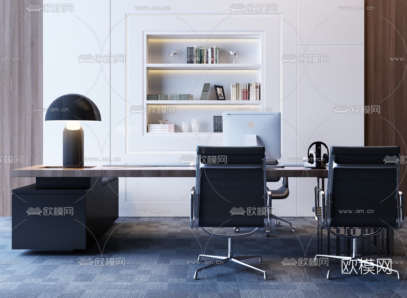 现代大班台3d模型下载