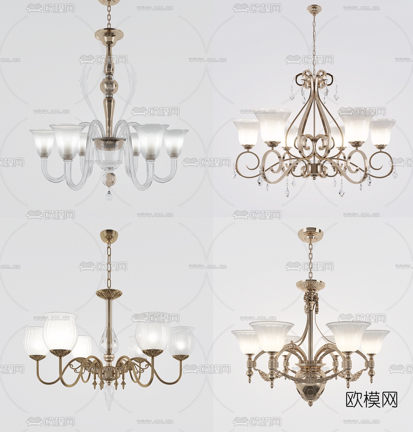 美式金属吊灯3d模型下载