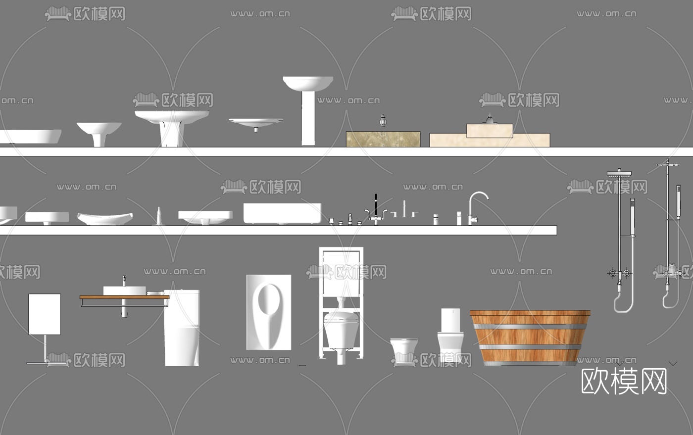 现代洗手台盆组合su模型下载（渲染图3）