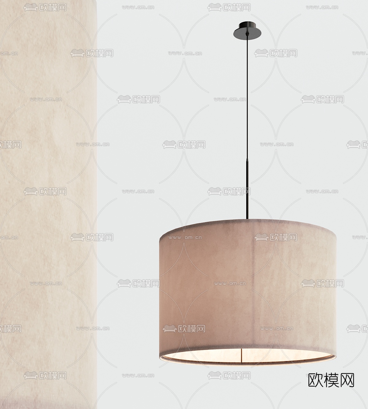 现代布艺吊灯3d模型下载_ID10615071_3dmax免费模型-欧模网