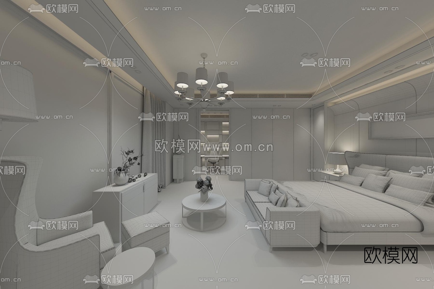 梁志天现代卧室3D模型