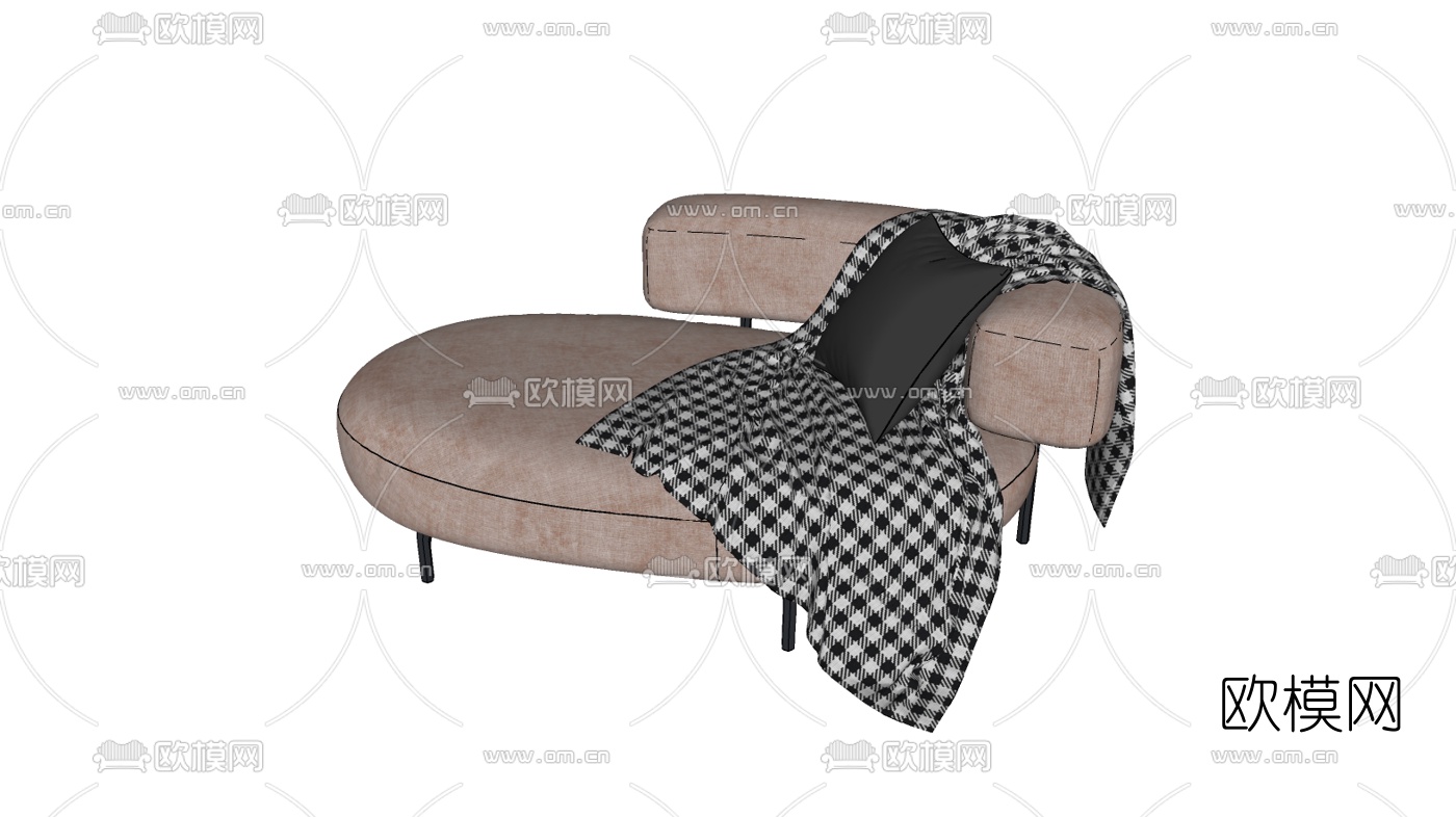 现代布艺贵妃椅su模型下载