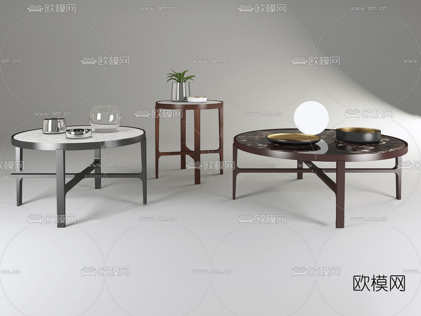 现代茶几圆几3d模型