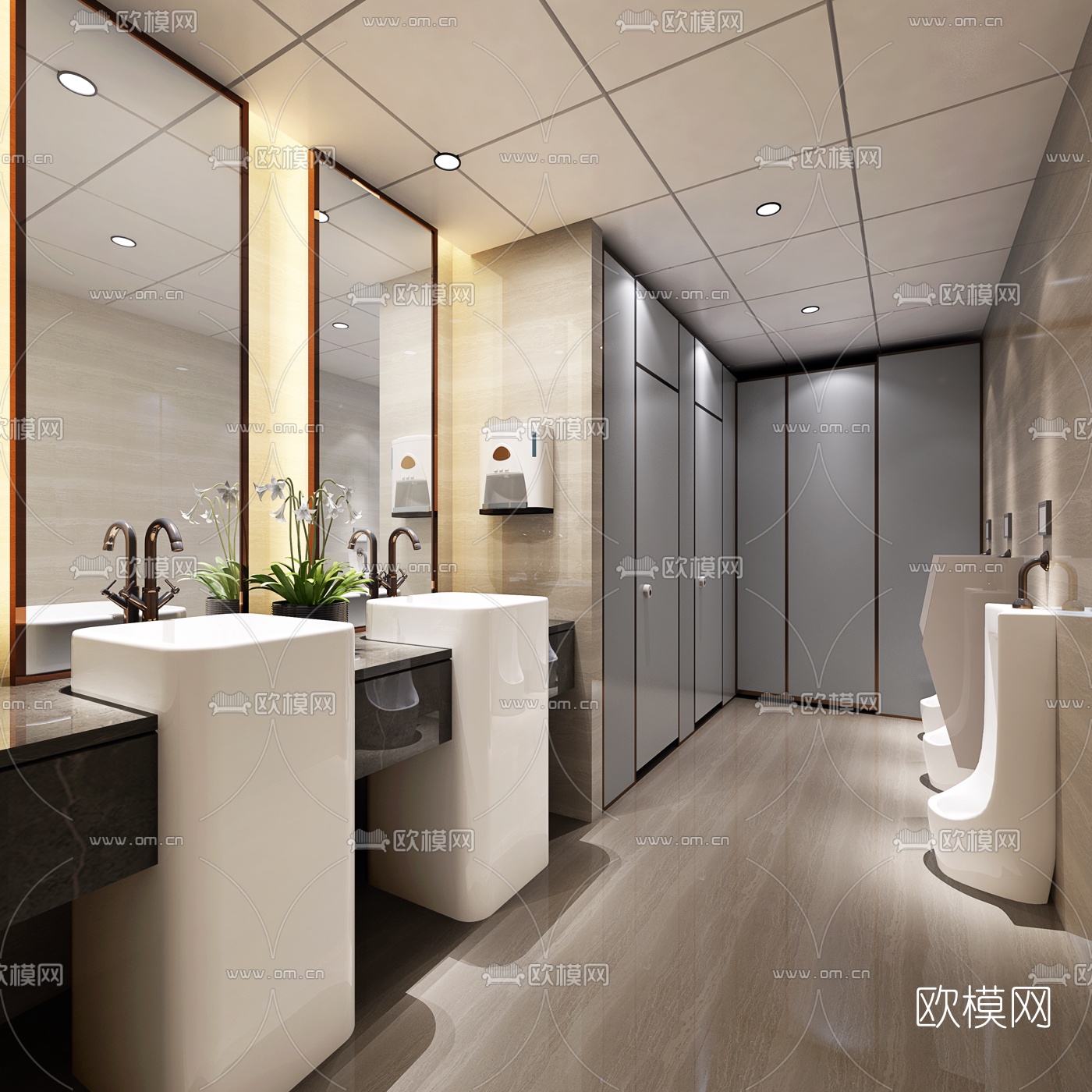 现代公共卫生间3D模型下载