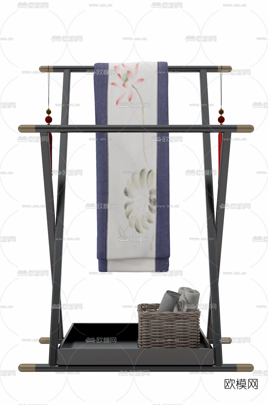 新中式衣架组合3d模型