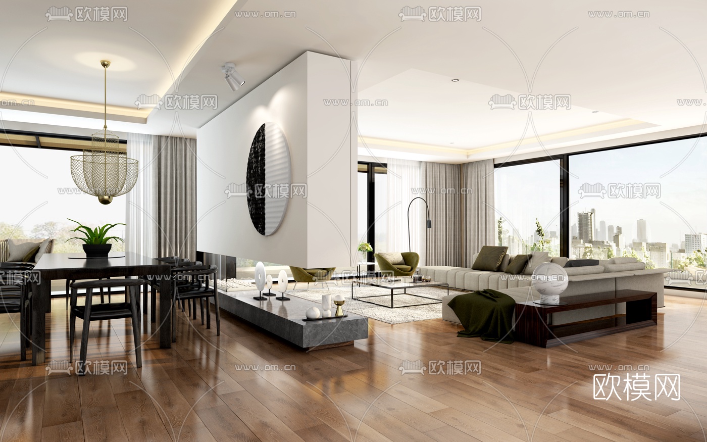 K2LD Architect设计现代客厅餐厅3d模型
