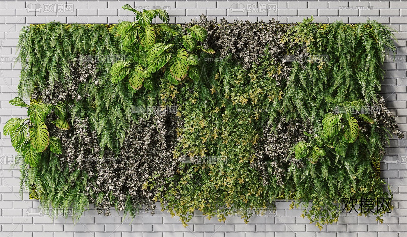 现代植物墙3d模型下载