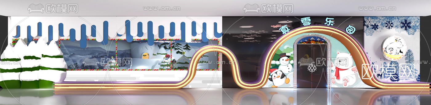 现代儿童游乐场su模型下载（渲染图3）