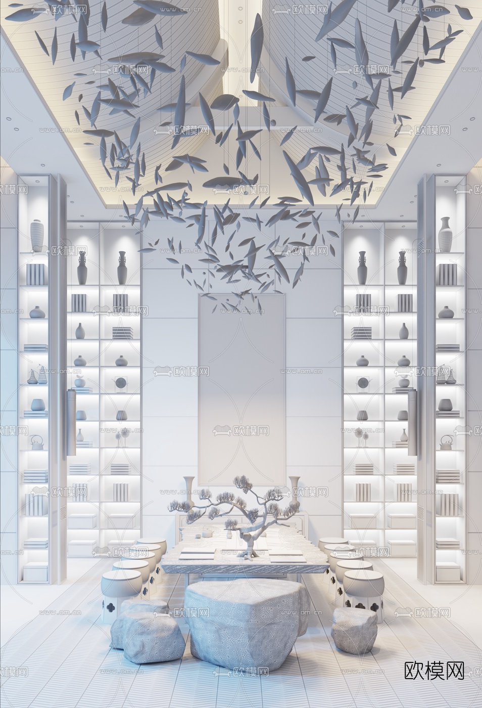 吴舍设计 华邦观湖别院售楼中心休息区3d模型下载（渲染图2）