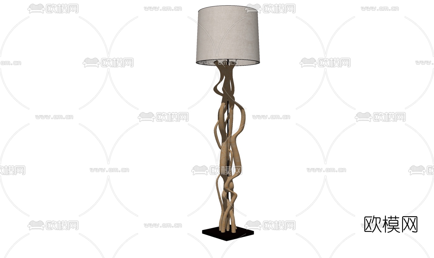 自然风原木落地灯免费su模型下载
