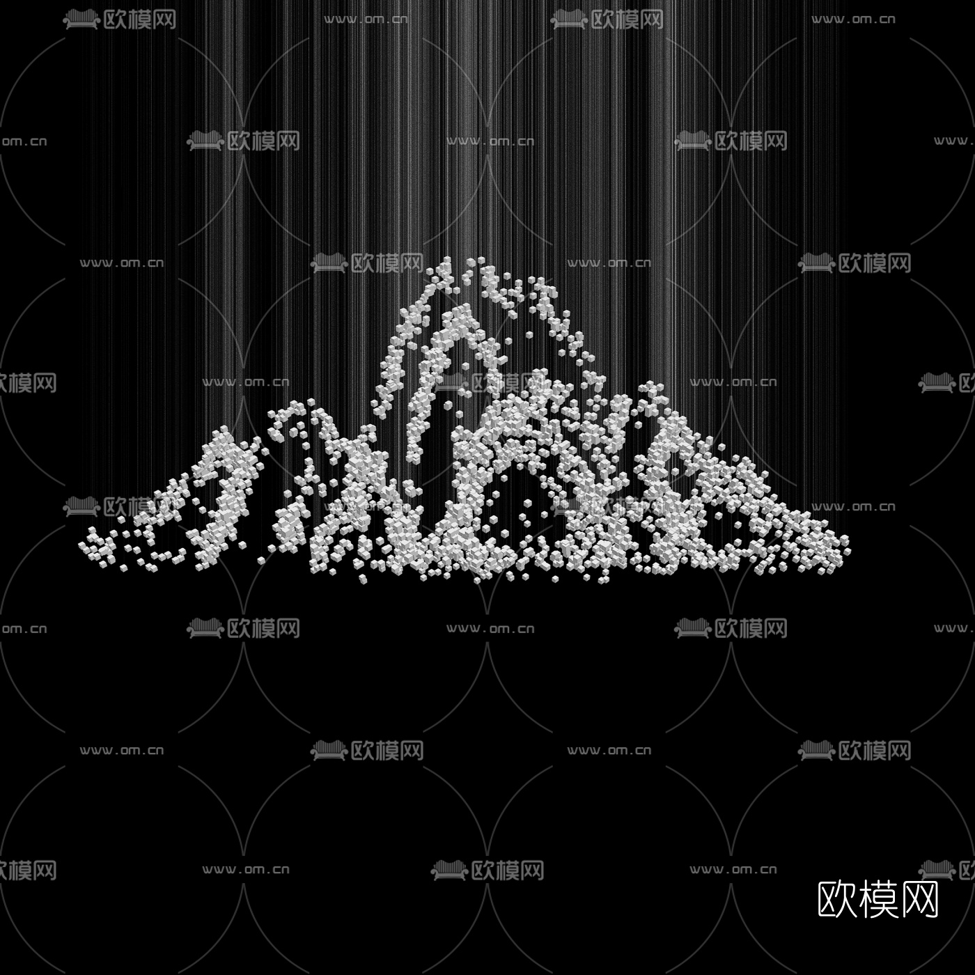 现代山形水晶装饰吊灯3d模型