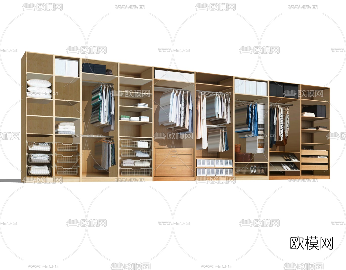 现代衣柜组件免费su模型下载
