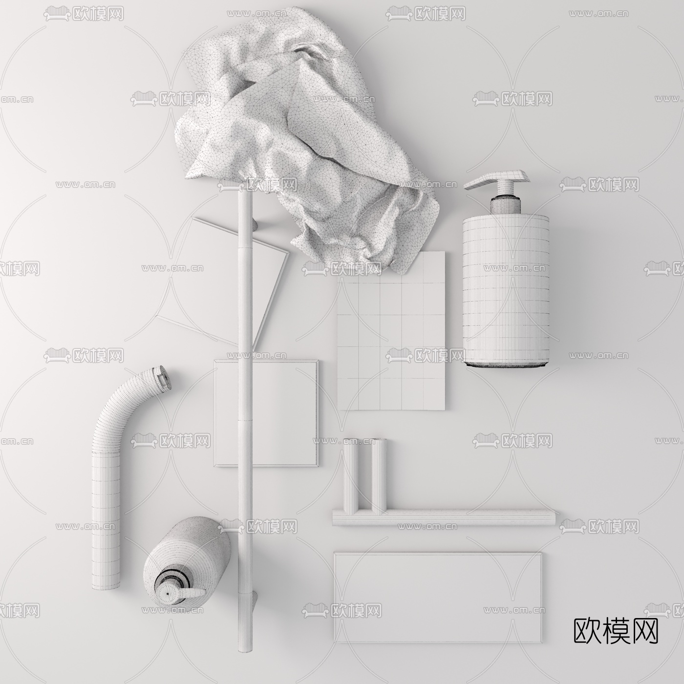 现代洗涤日用毛巾3d模型下载（渲染图3）