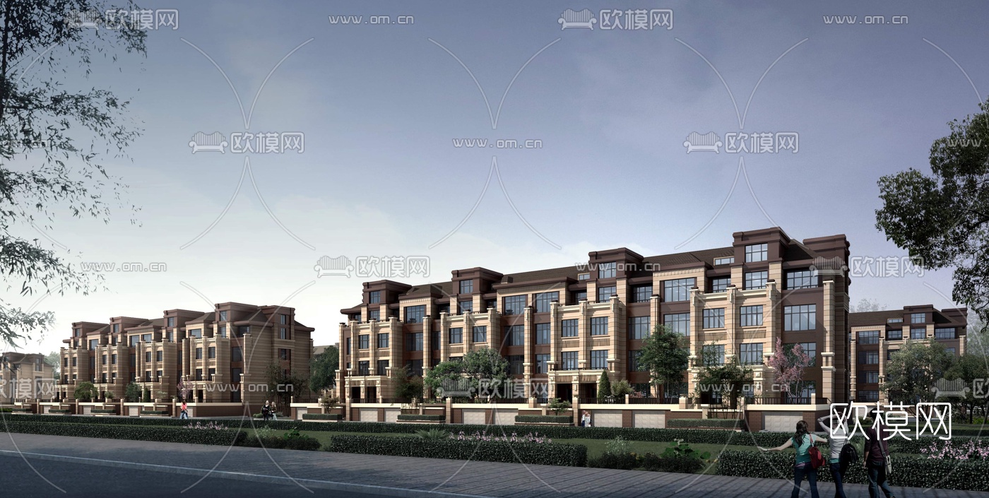 现代小区住宅建筑外观3D模型