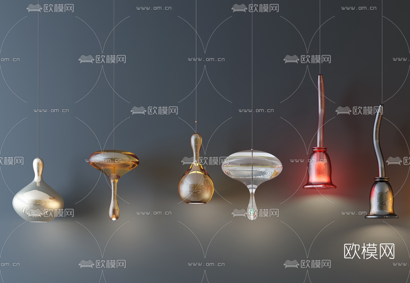 现代时尚小吊灯组合3D模型